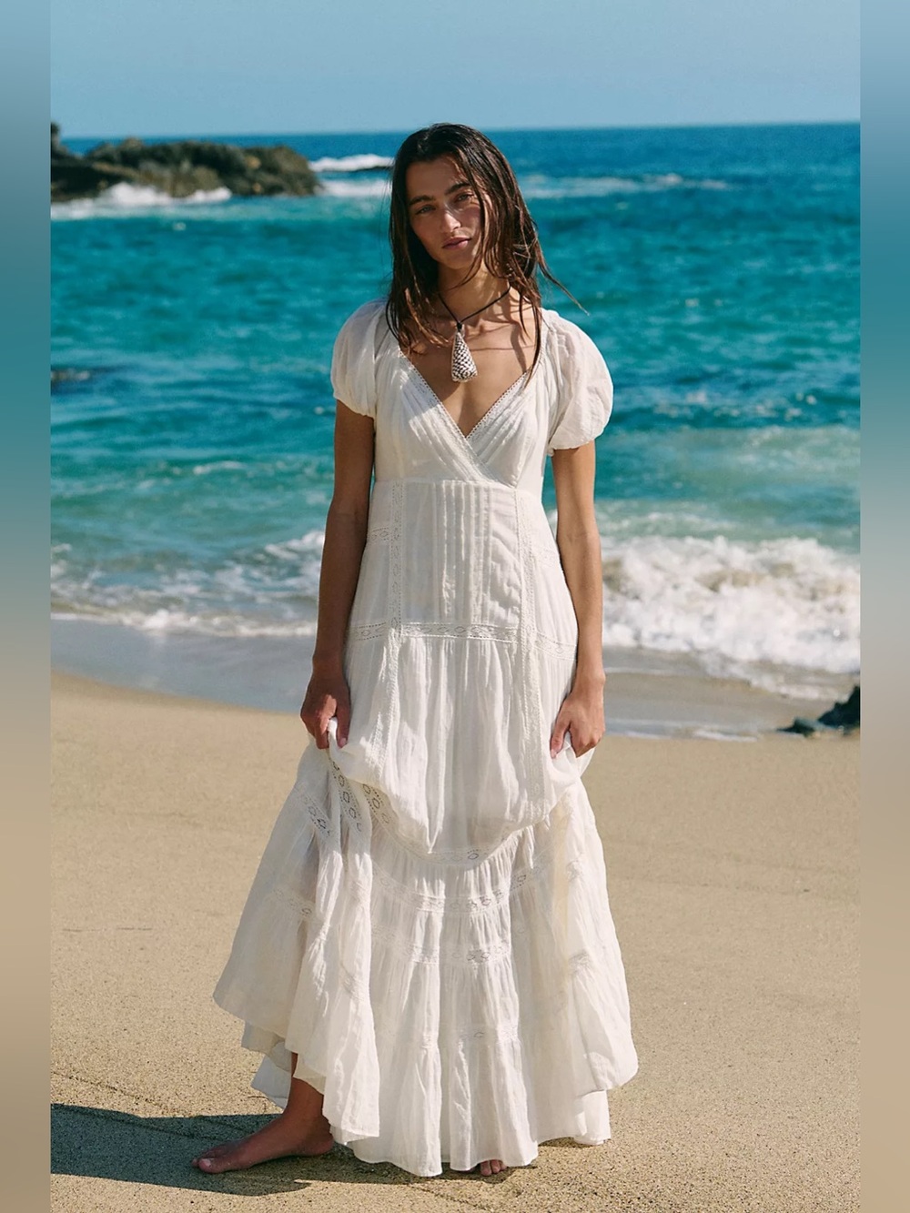Free People Aura Maxi Dress Large Ivory NWT